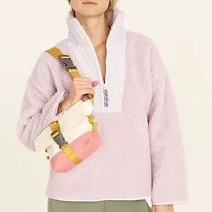 J. Crew Teddy Sherpa Half Zip Sweatshirt Size XS NWT Pullover Warm Fuzzy Lilac